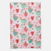 Hot Tub Gingerbrood Cute Pink Hot Cocoa Pattern Ac Theedoek (Verticaal)