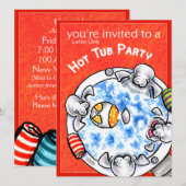 Hot Tub Party Funny Manatees off-Leash Art™ Red Kaart (Voorkant / Achterkant)