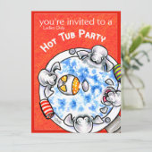 Hot Tub Party Funny Manatees off-Leash Art™ Red Kaart (Staand voorkant)
