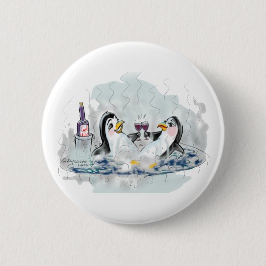 Hot Tub Penguin Ronde Button 5,7 Cm (Voorkant)
