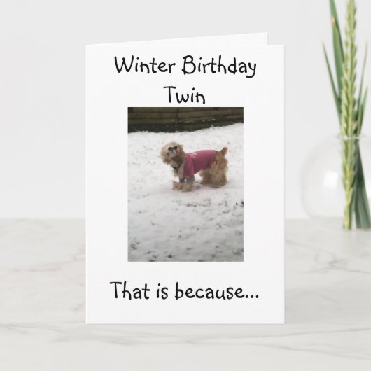 HOT TWINS HUMOR=WINTER BIRTHDAY GREETTES KAART (Voorkant)