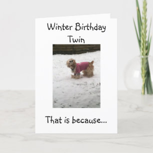HOT TWINS HUMOR=WINTER BIRTHDAY GREETTES KAART