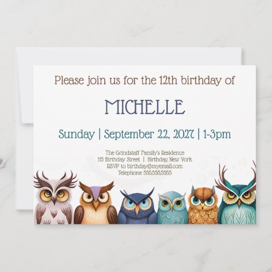 Hot Uil Gepersonaliseerde Verjaardag Uitnodiging (Achterkant)