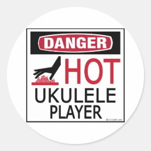 Hot Ukulele Player Ronde Sticker