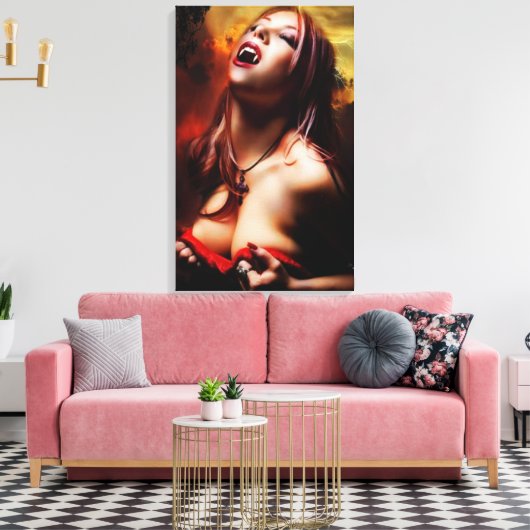 Hot Vampire Lady Canvas afdrukken (Insitu (Woonkamer))