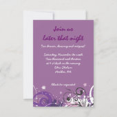 Hot Violet Swirls Stars Bat Mitzvah Party Kaart (Voorkant)