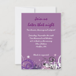 Hot Violet Swirls Stars Bat Mitzvah Party Kaart