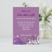 Hot Violet Swirls Stars Bat Mitzvah Party Kaart (Staand voorkant)
