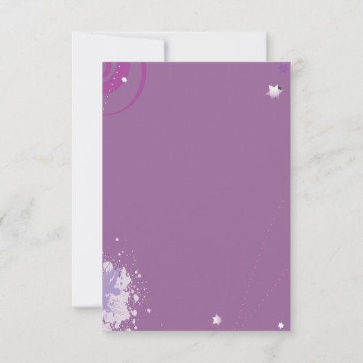 Hot Violet Swirls Stars Bat Mitzvah Party Kaart (Achterkant)