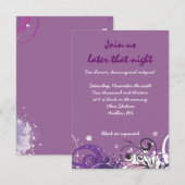 Hot Violet Swirls Stars Bat Mitzvah Party Kaart (Voorkant / Achterkant)