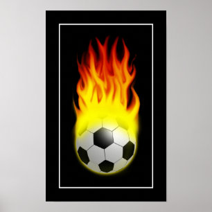 Hot Voetbal op het vuur - POSTER