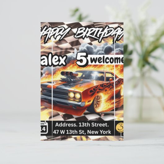 Hot Wheels Uitnodigingen & Mededelingen (Staand voorkant)