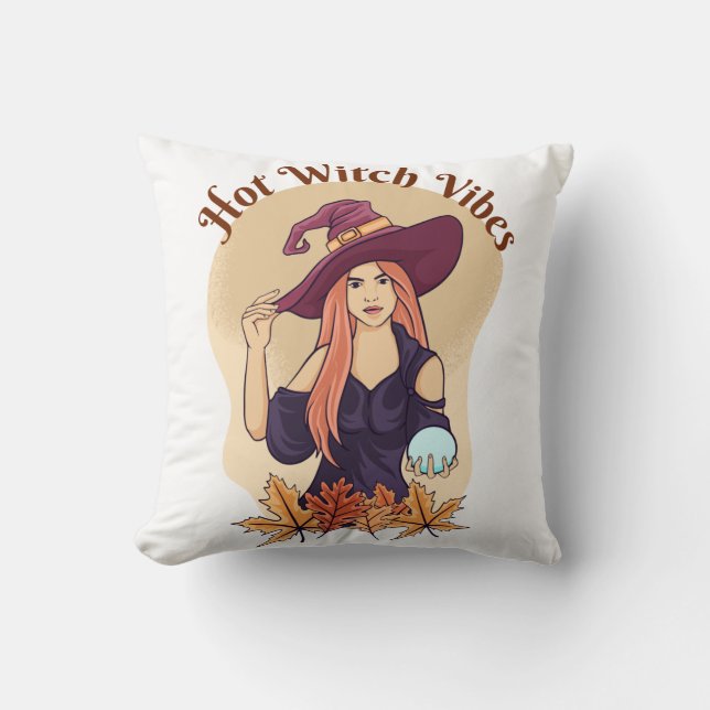 Hot Witch Vibes Ghost Funny Halloween Groovy Kussen (Voorkant)