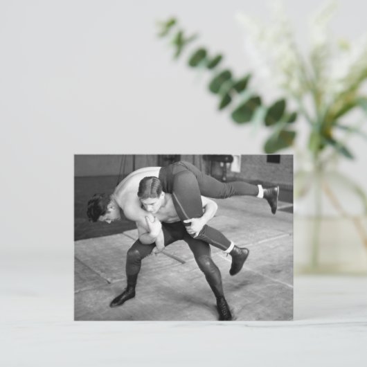 Hot Wrestlers Briefkaart (Staand voorkant)