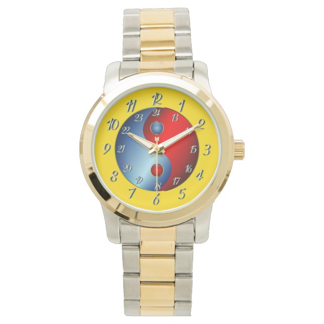 Hot Yellow Unisex Yen Yang Watch Horloge (Voorkant)