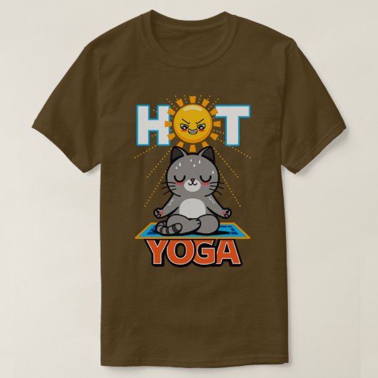 Hot Yoga Grappig Schattige Kawaii Zomer Kat Medite T-shirt (Design voorkant)