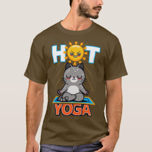 Hot Yoga Grappig Schattige Kawaii Zomer Kat Medite T-shirt