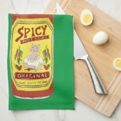 HOT ZEGT Spicy Cat Picante Green Theedoek (Quarter Fold)