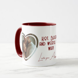 Hot Zwart Custom Heart Shape Foto I Namen Rood Mok