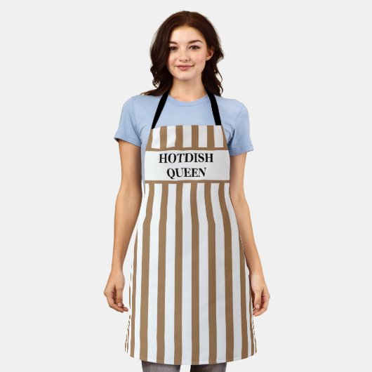 Hotdish Queen Striped Tan All-Over Print Schort (Gedragen)