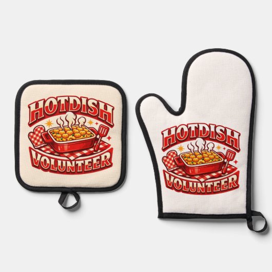 HOTDISH-vrijwilliger Ovenwant & Pannenlap Set (Voorkant)
