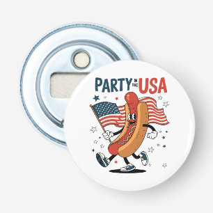 Hotdog 4 juli vuurwerk Onafhankelijkheidsdag Button Flesopener