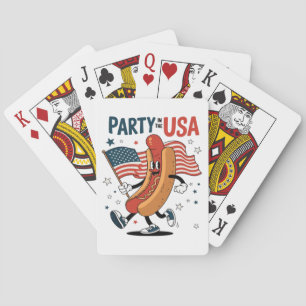 Hotdog 4 juli vuurwerk Onafhankelijkheidsdag Pokerkaarten