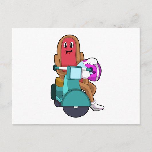 Hotdog als Biker met Scooter.PNG Briefkaart (Voorkant)
