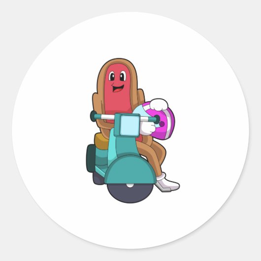 Hotdog als Biker met Scooter.PNG Ronde Sticker (Voorkant)