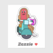 Hotdog als Biker met Scooter.PNG Sticker (Vel)