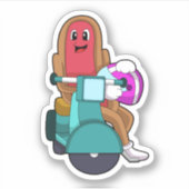 Hotdog als Biker met Scooter.PNG Sticker (Voorkant)