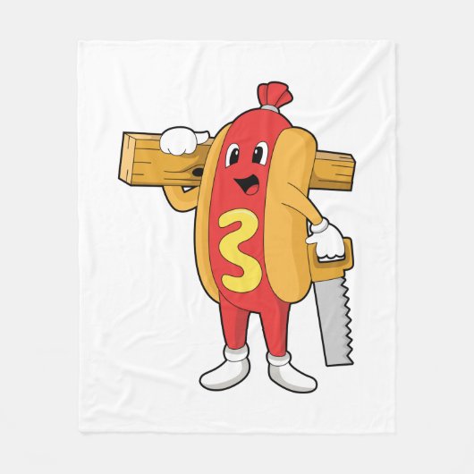 Hotdog als Carpenter met Saw & Hood Fleece Deken (Voorkant)