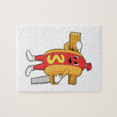 Hotdog als Carpenter met Saw & Hood Legpuzzel (Horizontaal)