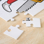 Hotdog als Carpenter met Saw & Hood Legpuzzel (Zijkant)