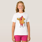 Hotdog als Carpenter met Saw & Hood T-shirt (Voorkant volledig)