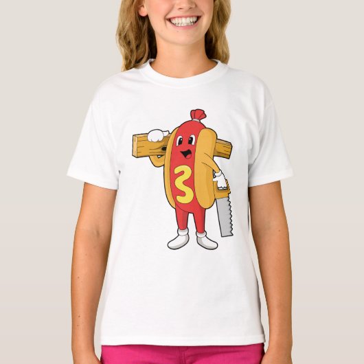 Hotdog als Carpenter met Saw & Hood T-shirt (Voorkant)