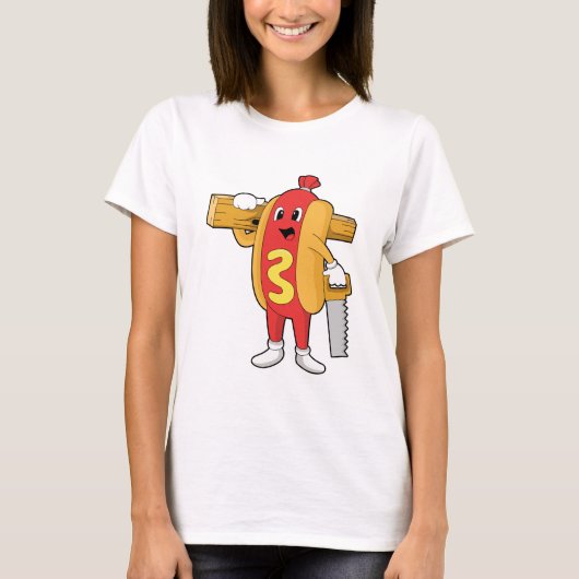 Hotdog als Carpenter met Saw & Hood T-shirt (Voorkant)