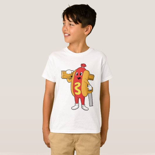 Hotdog als Carpenter met Saw & Hood T-shirt (Voorkant volledig)
