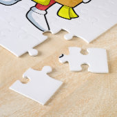 Hotdog als hairdresser met schaar legpuzzel (Zijkant)