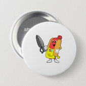 Hotdog als hairdresser met schaar ronde button 7,6 cm (Voorkant /achterkant)
