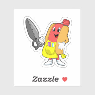 Hotdog als hairdresser met schaar sticker