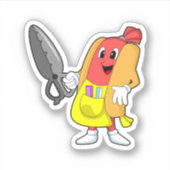 Hotdog als hairdresser met schaar sticker (Voorkant)