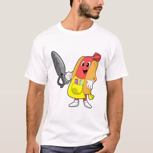 Hotdog als hairdresser met schaar t-shirt (Voorkant)