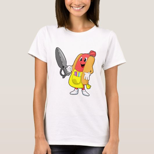 Hotdog als hairdresser met schaar t-shirt (Voorkant)