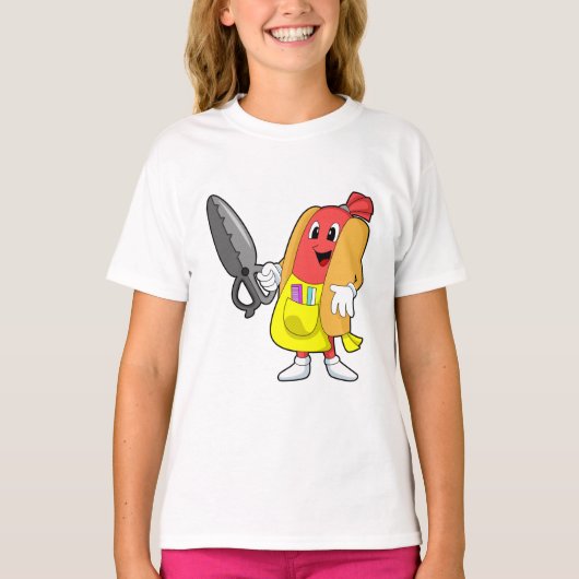 Hotdog als hairdresser met schaar t-shirt (Voorkant)