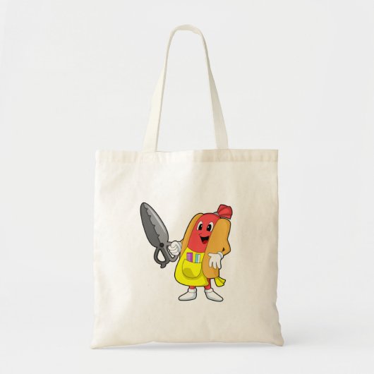 Hotdog als hairdresser met schaar tote bag (Voorkant)