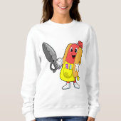 Hotdog als hairdresser met schaar trui (Voorkant)