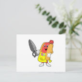 Hotdog als kapper met schaar briefkaart (Staand voorkant)