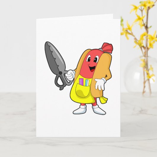 Hotdog als kapper met schaar kaart (Gele Bloem)