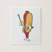 Hotdog als Mechanic met Tool Legpuzzel (Verticaal)